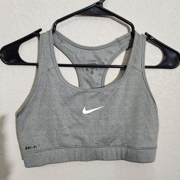 Nike Pro Dri-Fit Gray Medium Racerback Sports Bra - Picture 1 of 9